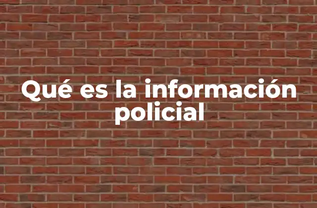Qué es la Información Policial