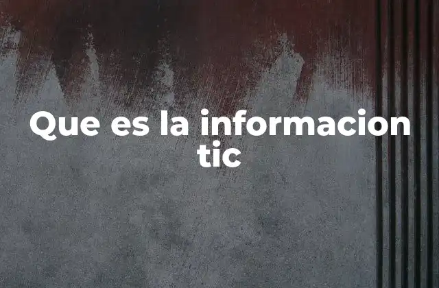 Que es la Informacion Tic