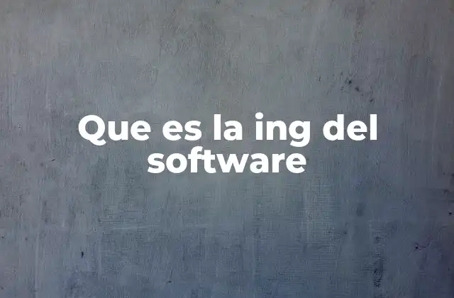 Que es la Ing Del Software