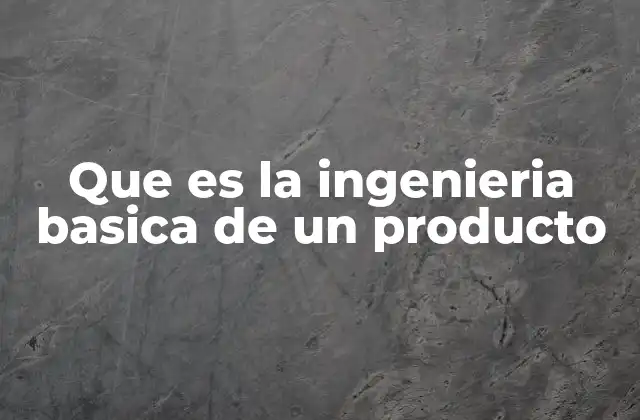 Que es la Ingenieria Basica de un Producto