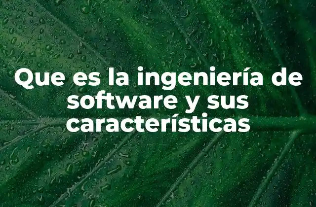 Que es la Ingeniería de Software y Sus Características