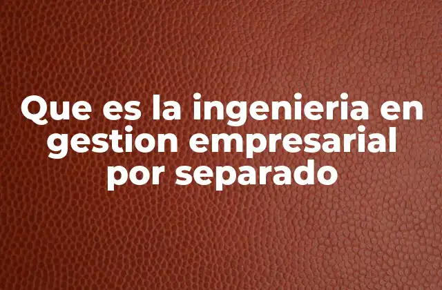 Que es la Ingenieria en Gestion Empresarial por Separado