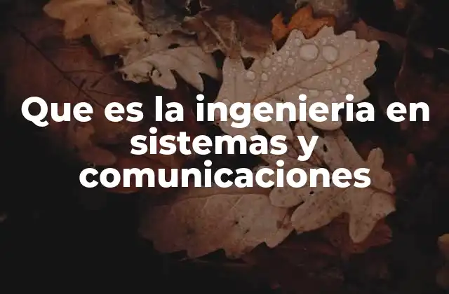 Que es la Ingenieria en Sistemas y Comunicaciones