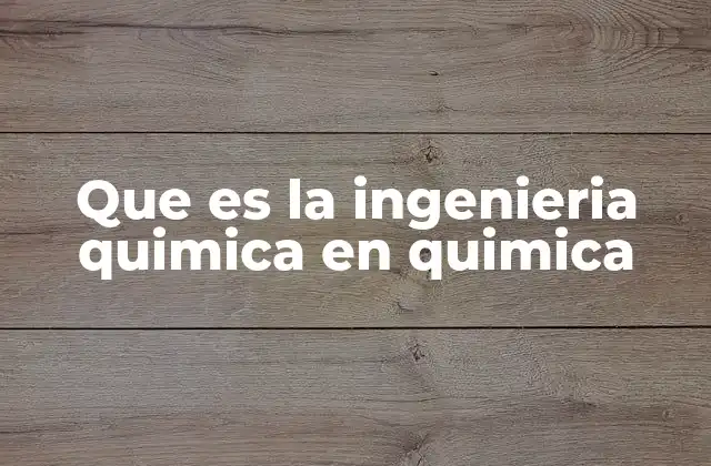 Que es la Ingenieria Quimica en Quimica