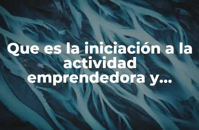 Que es la Iniciación a la Actividad Emprendedora y Empresarial