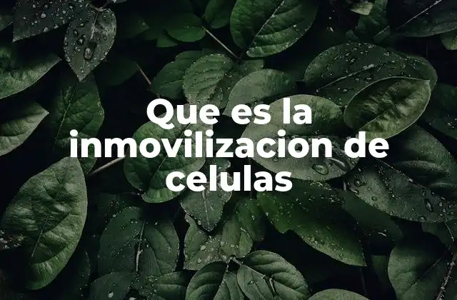 Que es la Inmovilizacion de Celulas