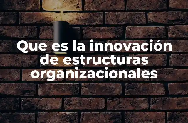 Que es la Innovación de Estructuras Organizacionales