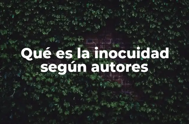 Qué es la Inocuidad según Autores