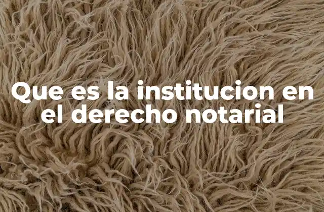 Que es la Institucion en el Derecho Notarial