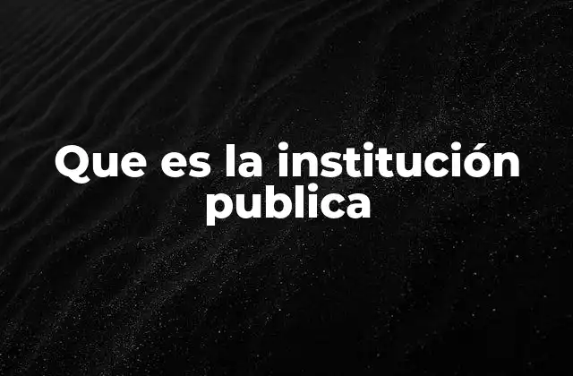 Que es la Institución Publica