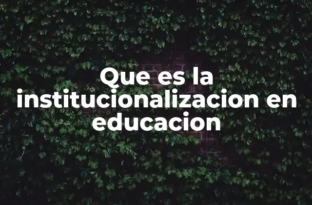 Que es la Institucionalizacion en Educacion