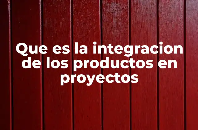 Que es la Integracion de los Productos en Proyectos