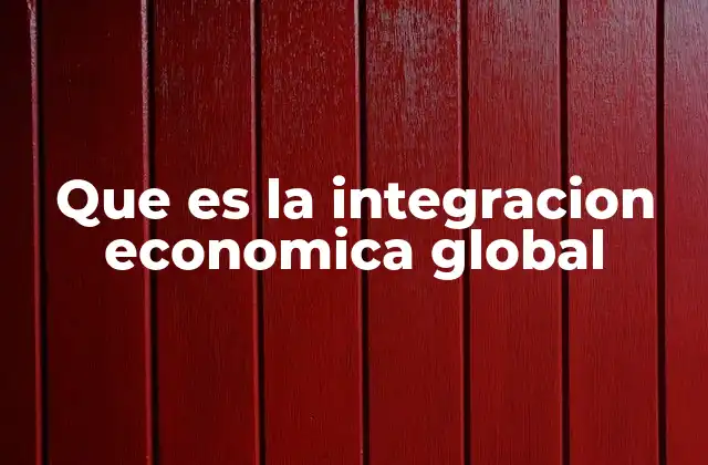 Que es la Integracion Economica Global