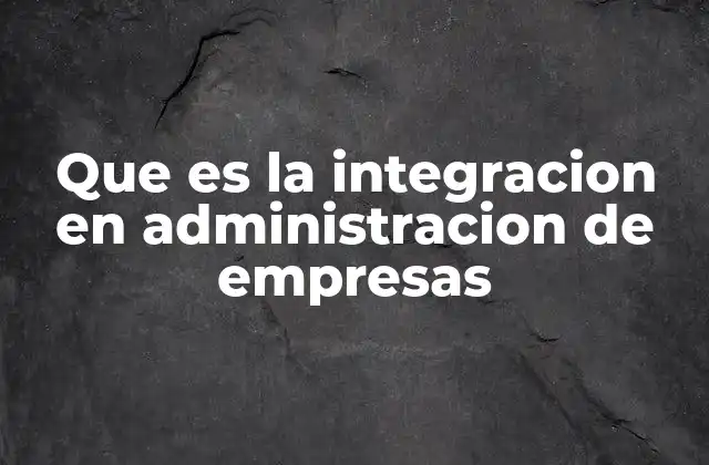 Que es la Integracion en Administracion de Empresas