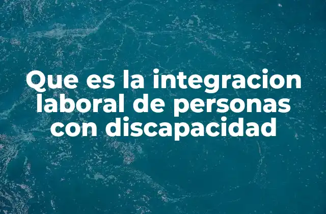 Que es la Integracion Laboral de Personas con Discapacidad