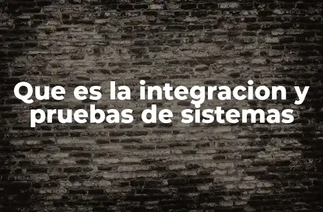 Que es la Integracion y Pruebas de Sistemas