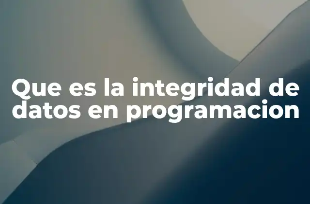 Que es la Integridad de Datos en Programacion