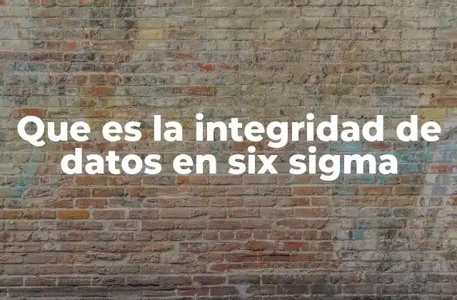 Que es la Integridad de Datos en Six Sigma 2 La base de decisiones efectivas en Six Sigma