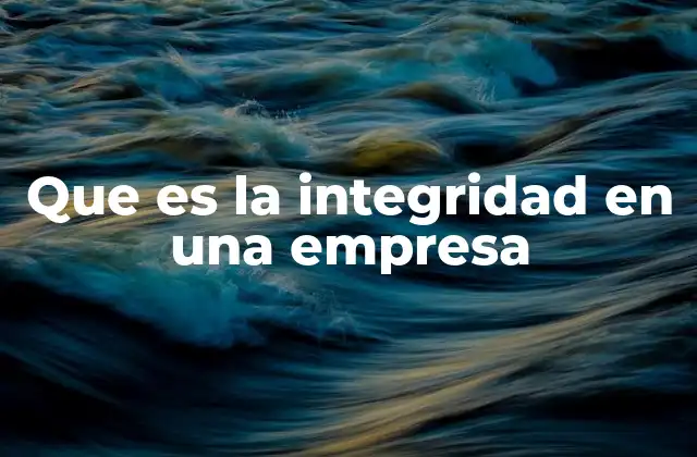 Que es la Integridad en una Empresa