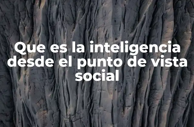 Que es la Inteligencia desde el Punto de Vista Social