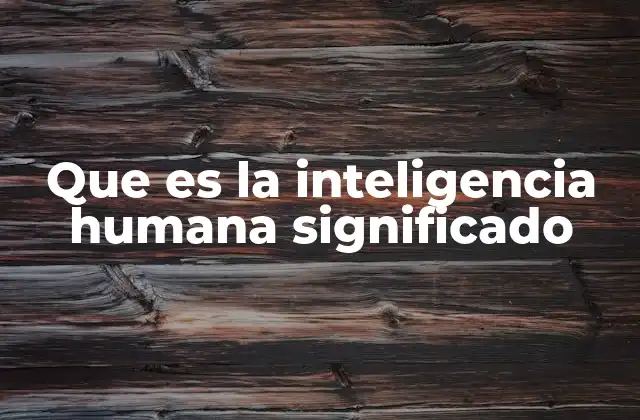 Que es la Inteligencia Humana Significado