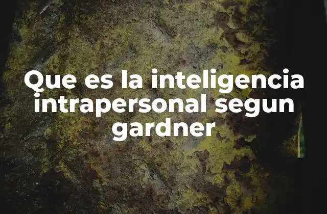 Que es la Inteligencia Intrapersonal Segun Gardner