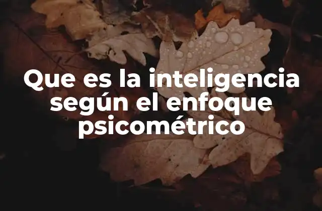 Que es la Inteligencia según el Enfoque Psicométrico
