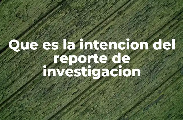 Que es la Intencion Del Reporte de Investigacion