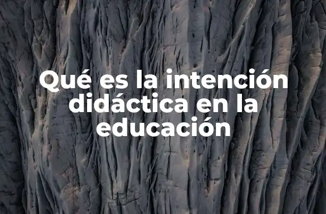 Qué es la Intención Didáctica en la Educación