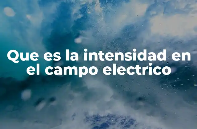 Que es la Intensidad en el Campo Electrico