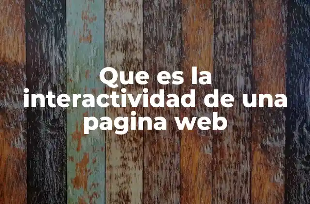 Que es la Interactividad de una Pagina Web