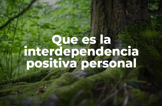 Que es la Interdependencia Positiva Personal