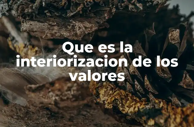 Que es la Interiorizacion de los Valores