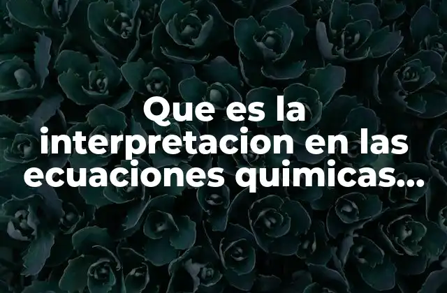 Que es la Interpretacion en las Ecuaciones Quimicas Ejemplos