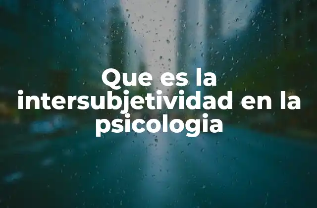 Que es la Intersubjetividad en la Psicologia