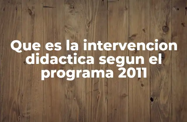 Que es la Intervencion Didactica Segun el Programa 2011