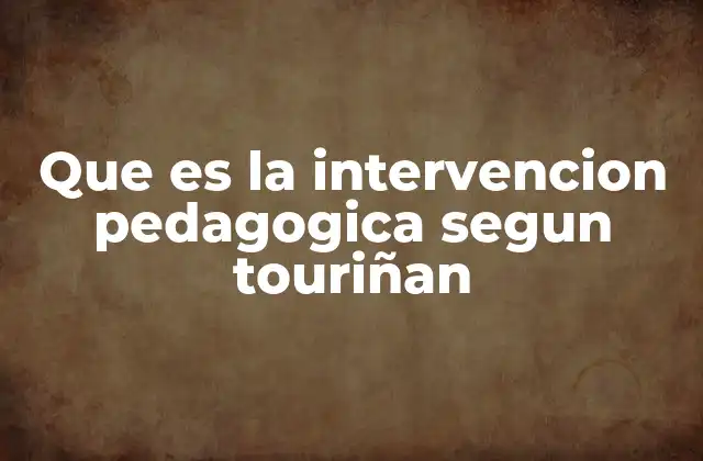 Que es la Intervencion Pedagogica Segun Touriñan