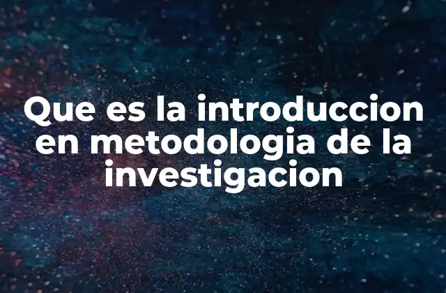 Que es la Introduccion en Metodologia de la Investigacion