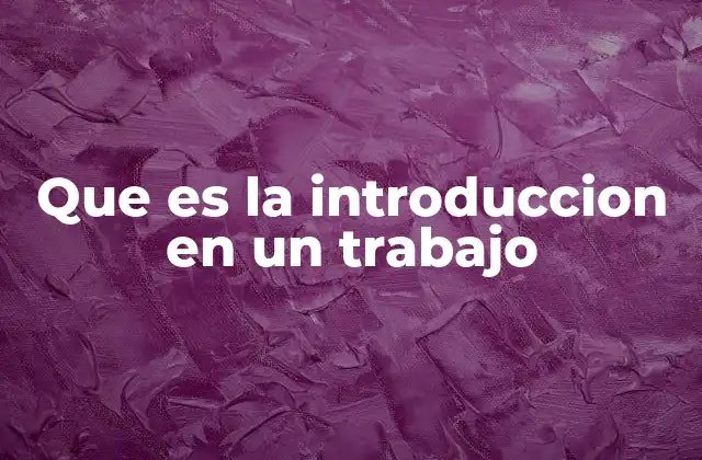 Que es la Introduccion en un Trabajo