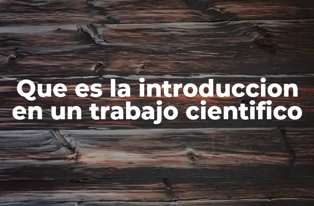 Que es la Introduccion en un Trabajo Cientifico