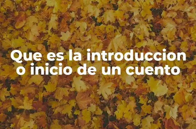 Que es la Introduccion o Inicio de un Cuento