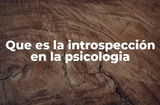 Que es la Introspección en la Psicologia