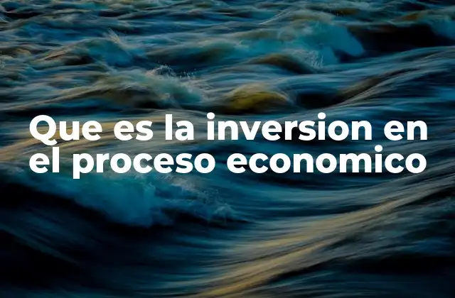 Que es la Inversion en el Proceso Economico