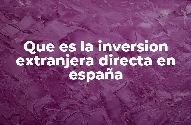 Que es la Inversion Extranjera Directa en España