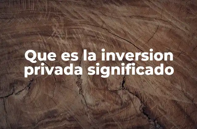 Que es la Inversion Privada Significado