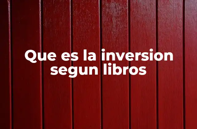 Que es la Inversion Segun Libros