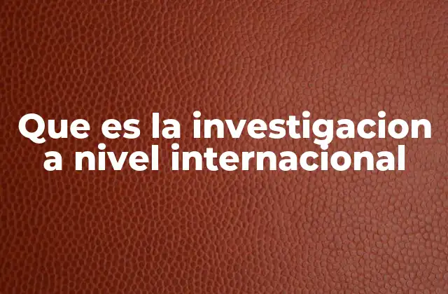 Que es la Investigacion a Nivel Internacional