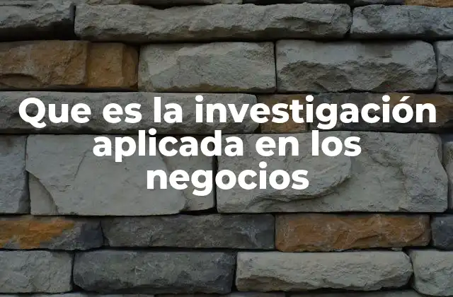 Que es la Investigación Aplicada en los Negocios