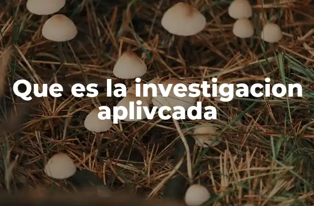 Que es la Investigacion Aplivcada