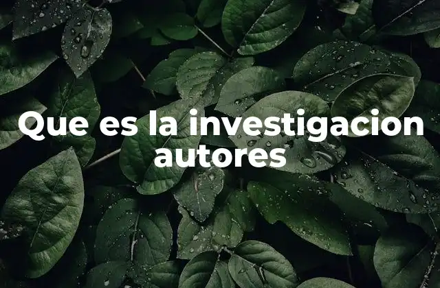 Que es la Investigacion Autores